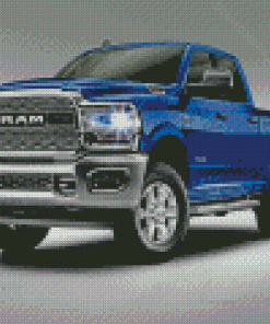 Blue Pickup Ram Truck Diamond Paintings