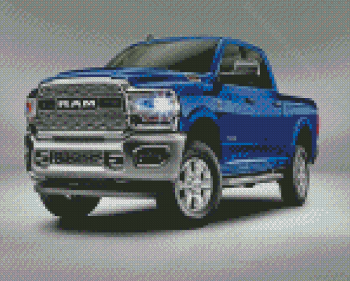 Blue Pickup Ram Truck Diamond Paintings