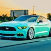 Blue Mustang On Road Diamond Painting