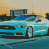 Blue Mustang On Road Diamond Paintings