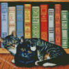 Cat And Books Diamond Paintings