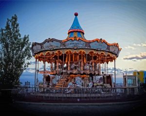 Carousel In Mount Tibidabo Hill Diamond Painting