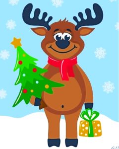 Cartoon Christmas Elk Diamond Painting