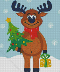 Cartoon Christmas Elk Diamond Paintings