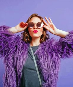 Cool Woman In A Purple Coat Diamond Painting