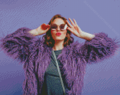 Cool Woman In A Purple Coat Diamond Paintings