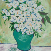 Green White Flowers Roses Bouquet Diamond Paintings