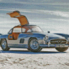 Grey Mercedes Sl 300 In Desert Diamond Paintings