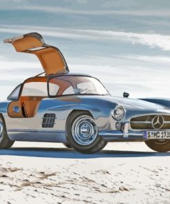 Grey Mercedes Sl 300 In Desert Diamond Painting