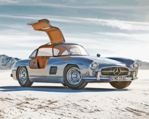 Grey Mercedes Sl 300 In Desert Diamond Painting