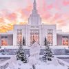 Idaho Falls Temple In Snow Diamond Painting