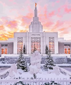 Idaho Falls Temple In Snow Diamond Painting