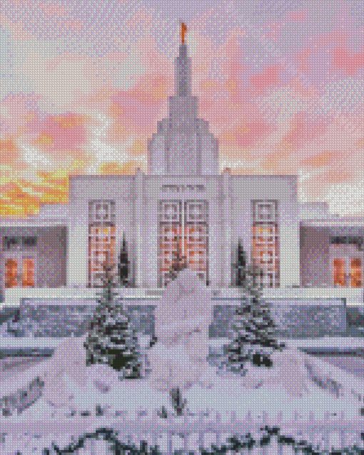 Idaho Falls Temple In Snow Diamond Paintings