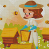 Illustration Woman With Bees Diamond Paintings