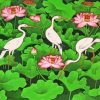 Lotus Pond Cranes Diamond Painting