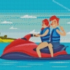 Man And Woman On Jet Ski Illustration Diamond Paintings