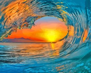 Ocean Wave Sunrise Diamond Painting