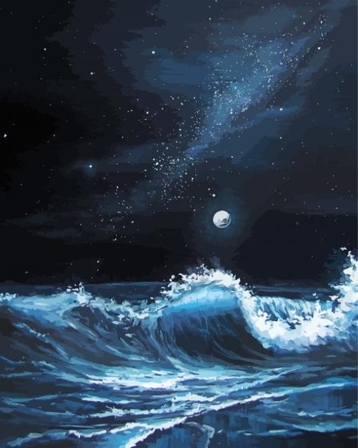 Ocean Waves At Night Diamond Painting