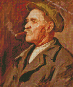 Old Man And Cigar Diamond Paintings