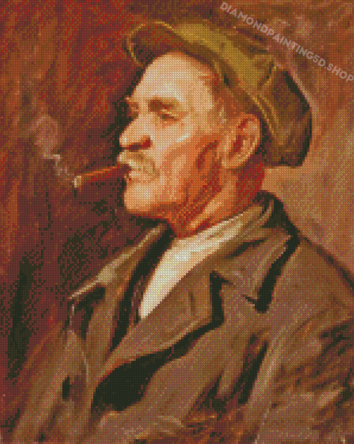 Old Man And Cigar Diamond Paintings