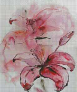 Pink Abstract Lily Diamond Paintings