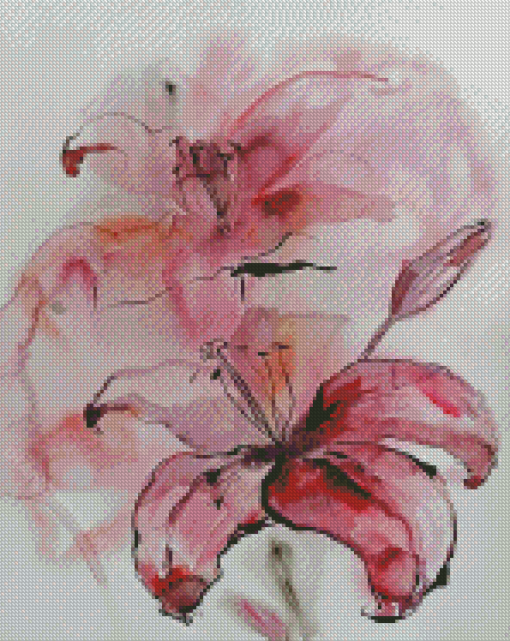 Pink Abstract Lily Diamond Paintings