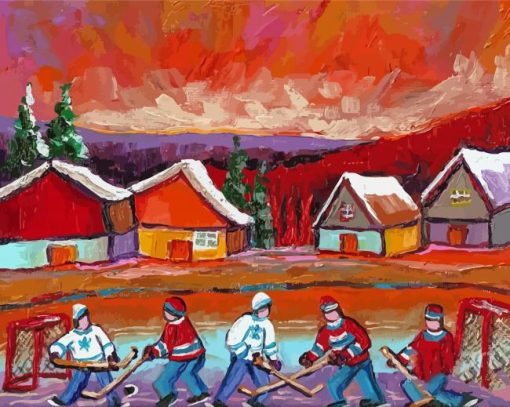 Pond Hockey Art Diamond Painting