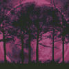 Purple Moon And Trees Silhouette Diamond Paintings