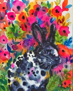 Rabbit With Flowers Diamond Painting