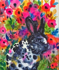 Rabbit With Flowers Diamond Painting