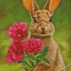 Rabbit With Flowers Diamond Paintings