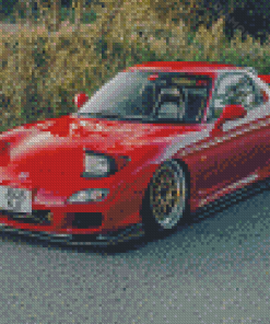 Red Mazda RX 7 Car Diamond Paintings