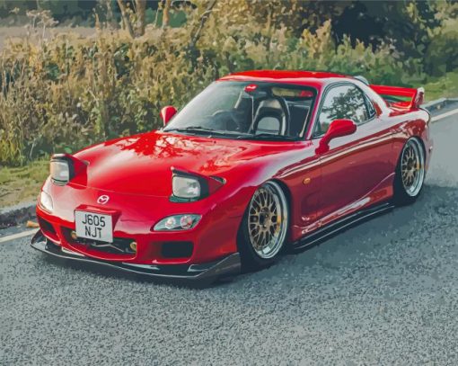 Red Mazda RX 7 Car Diamond Painting