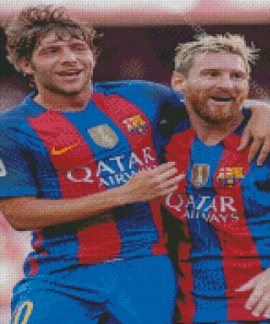 Sergi Roberto And Lionel Messi Diamond Paintings