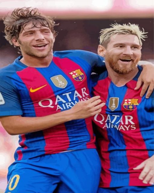 Sergi Roberto And Lionel Messi Diamond Painting