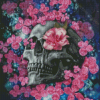 Skull And Pink Flower Eye Diamond Paintings