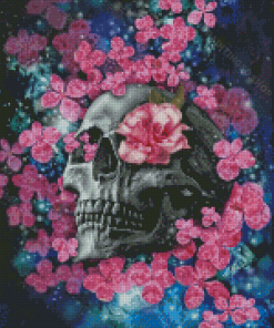 Skull And Pink Flower Eye Diamond Paintings