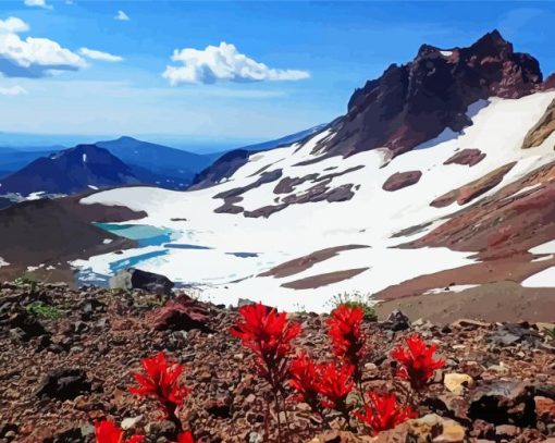 Snowy Broken Top Mountain Diamond Painting