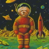 Space Astronaut Dog And Rocket Diamond Paintings