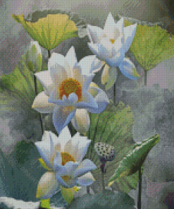 The White Lotus Flowers Diamond Paintings