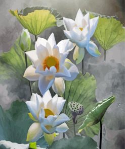 The White Lotus Flowers Diamond Painting