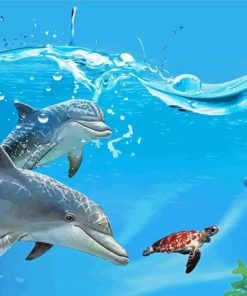 Turtle And Dolphins Diamond Painting