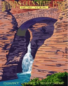 Watkins Glen State Park Waterfall Bridge Diamond Painting