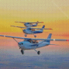 White And Blue Cessna 182 Airplanes Diamond Painting