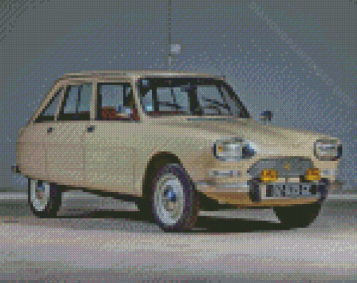 White Citroen Ami 8 Car Diamond Paintings