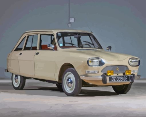 White Citroen Ami 8 Car Diamond Painting