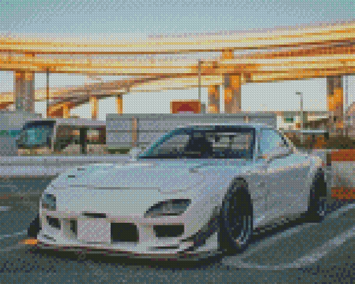 White Mazda RX 7 Diamond Paintings