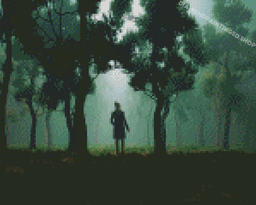 Woman In Woods silhouette Diamond Paintings