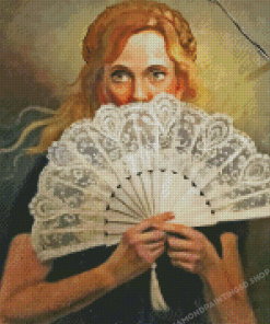 Woman With Fan Diamond Paintings