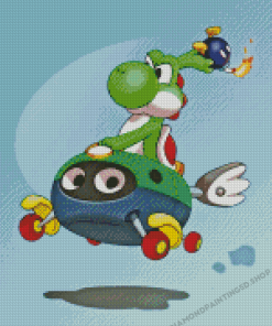 Yoshi Dinosaur Mario Kart Diamond Paintings